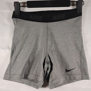 NIKE Womens COMPRESSION Active Biker Shorts Medium Gray Logo Leg